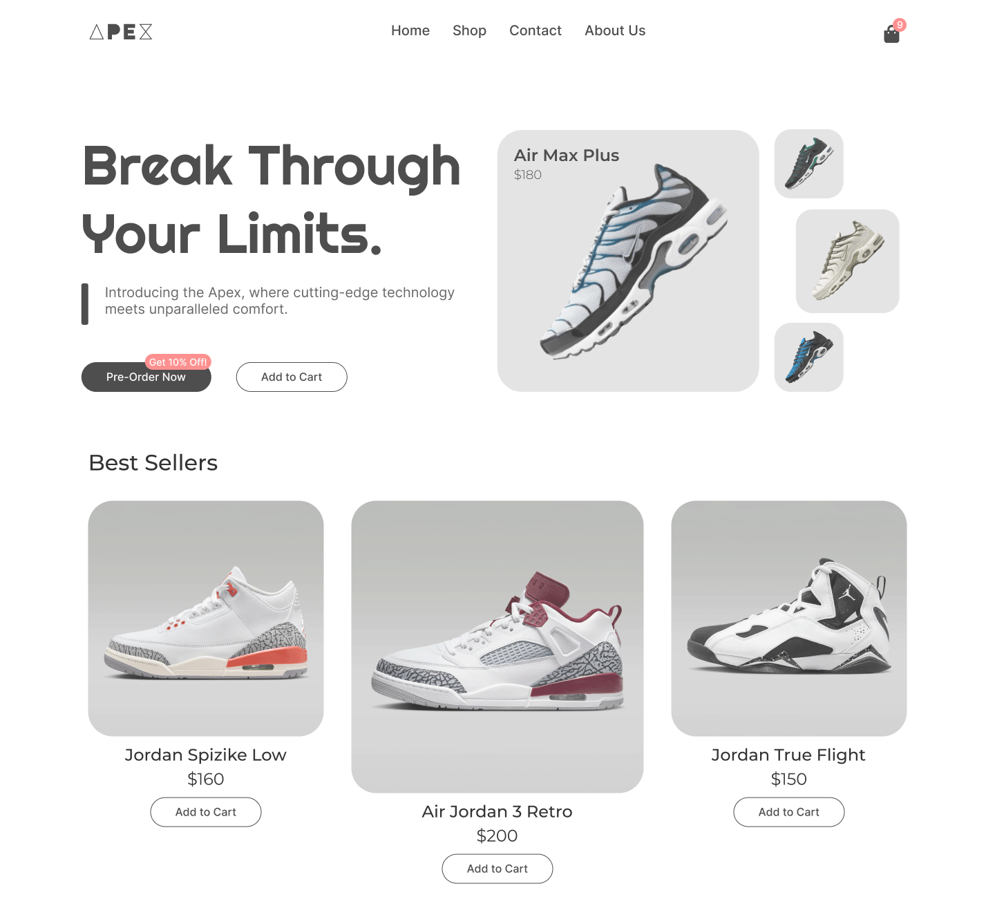 Apex - Nike Shoe E-commerce Landing Page Design